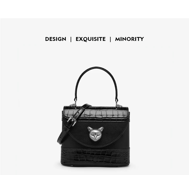 BAFELLI HANDBAG 2025 WOMEN'S NEW CROSSBODY LEATHER PURSE EVENING BAG CROCODILE GRAIN DESIGNER BUCKET CAT LUXURY BRAND FASHION