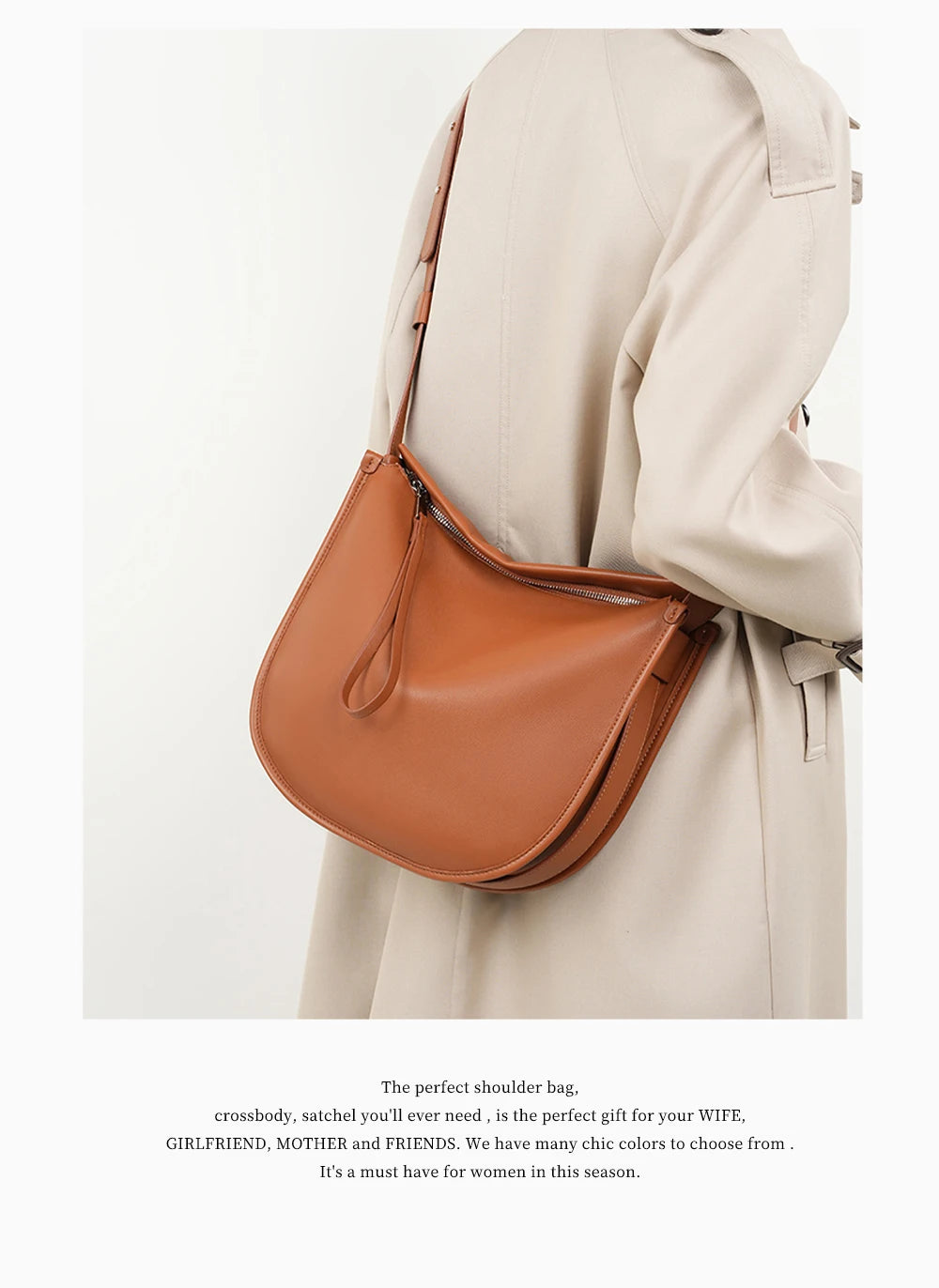 Zency Minimalist luxury Designer Bag Women Messenger Bag Genuine Leather Shoulder Handbags Large Capacity Tote Bag HoboFor Work