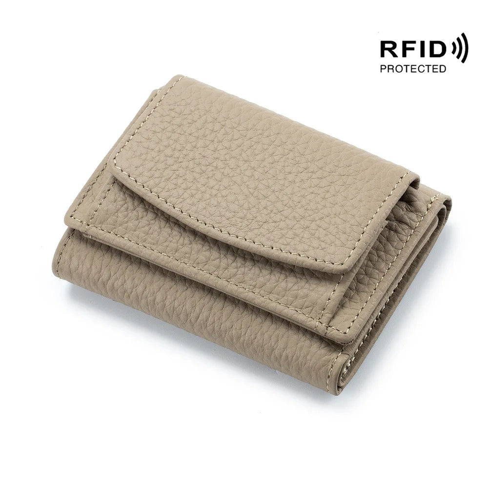New Women Genuine Leather Purses Female Cowhide Wallets Lady Small Coin Pocket Rfid Card Holder Mini Money Bag Portable Clutch