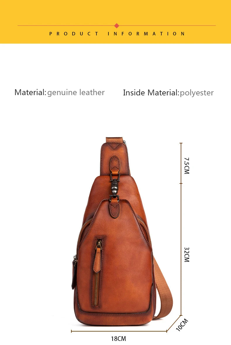 Anti theft  Men's Bag Luxury Brand Designer Single Shoulder Chest Bag Leather Male Crossbody Chest Pack Street Small Sling Bag
