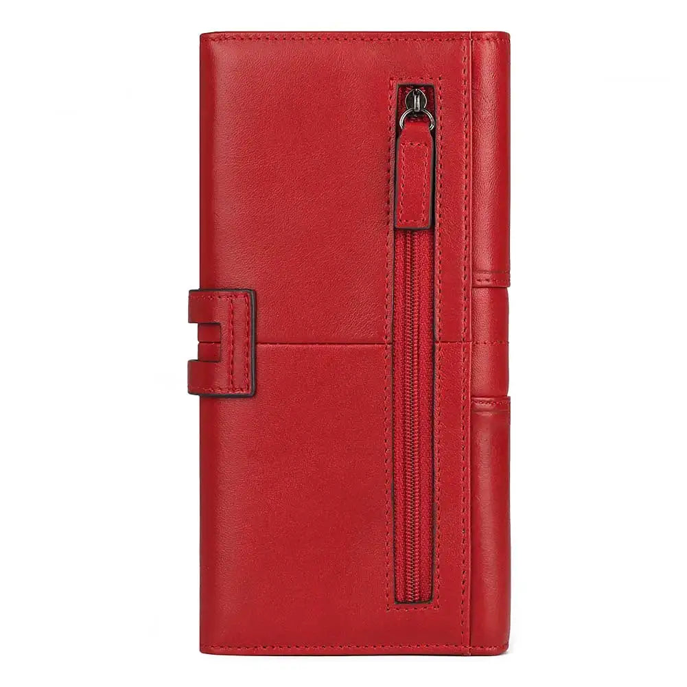 Fashion Women's Wallet RFID Original Leather Purses with Coins and Cards Large Capacity Female Trifold Handy Clutch Phone Bag