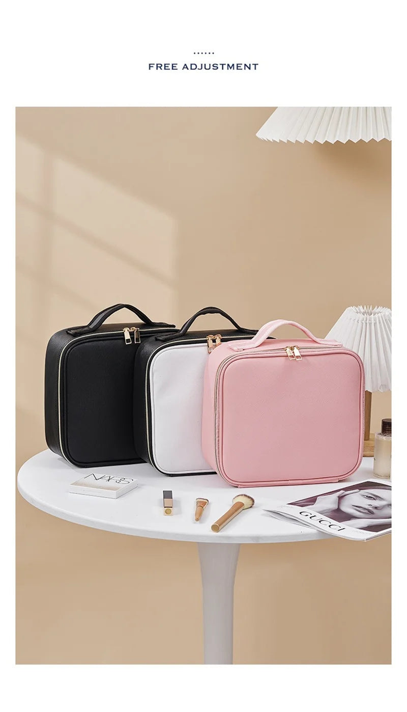 LED Cosmetic Case with Lights and Mirror Cosmetic Bag Large Capacity Premium Feeling Cosmetic Bag Luxury makeup bag