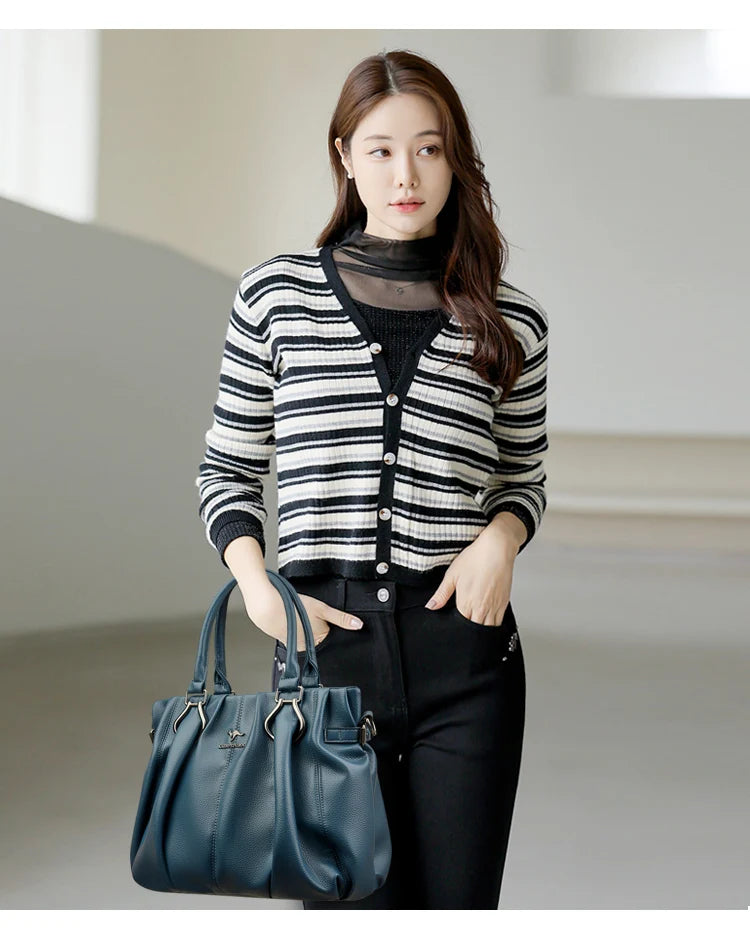 Genuine Casual Tote Bag Luxury Handbags For Women Designer Purses and Handbag High Quality Soft Leather Commuting Hand Bags