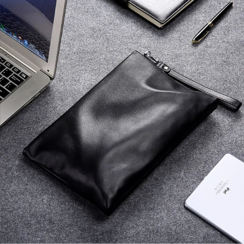 2025 New Men's Genuine Leather Handbag, Casual Leather Business Underarm Bag, Luxury Design, Mobile Report