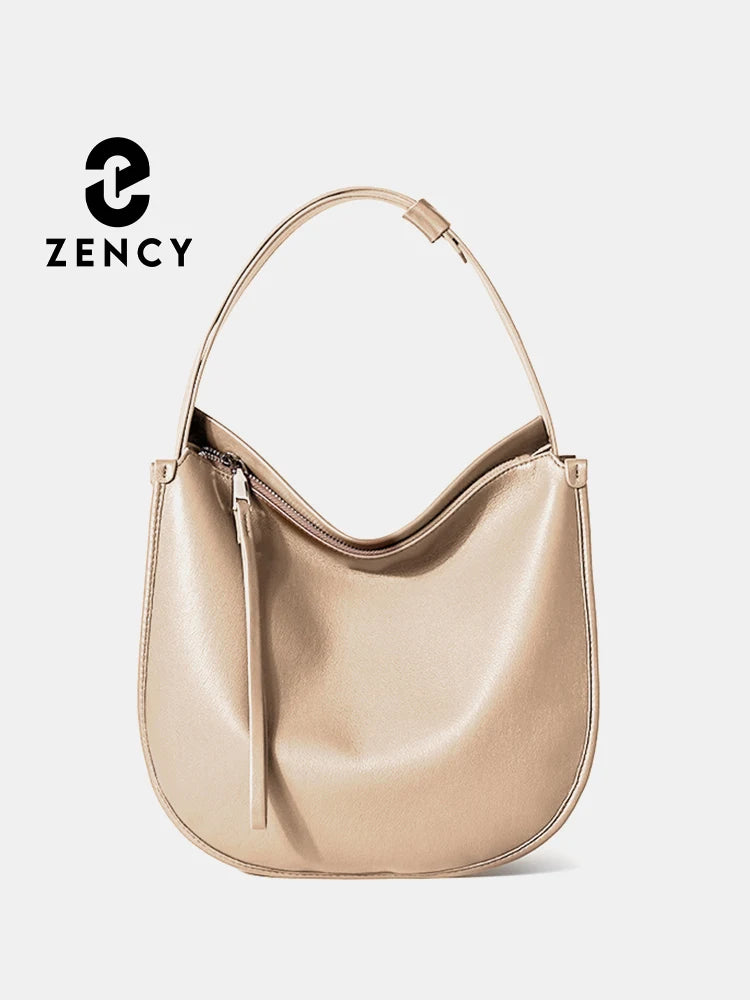 Zency Minimalist luxury Designer Bag Women Messenger Bag Genuine Leather Shoulder Handbags Large Capacity Tote Bag HoboFor Work