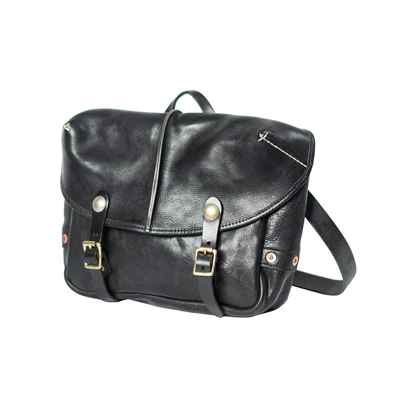 Vintage personality designer handmade high-quality cow leather men's messenger bag work luxury genuine leather shoulder bag