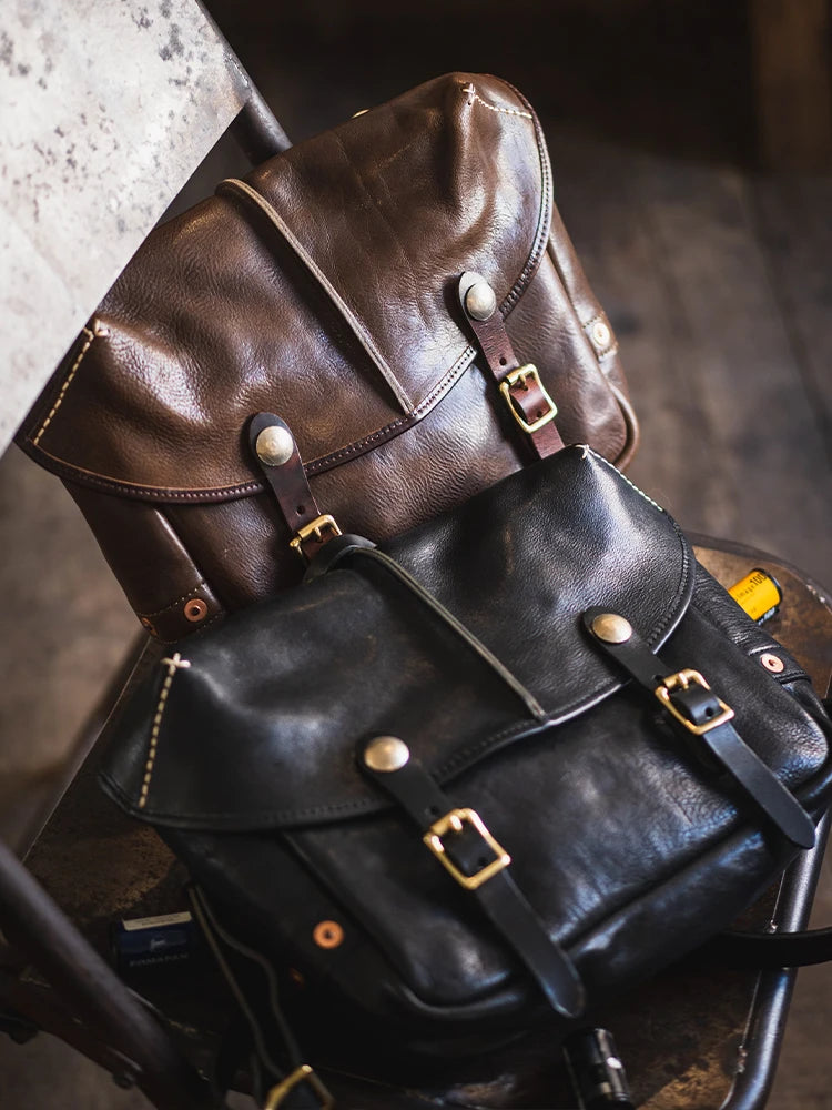Vintage personality designer handmade high-quality cow leather men's messenger bag work luxury genuine leather shoulder bag