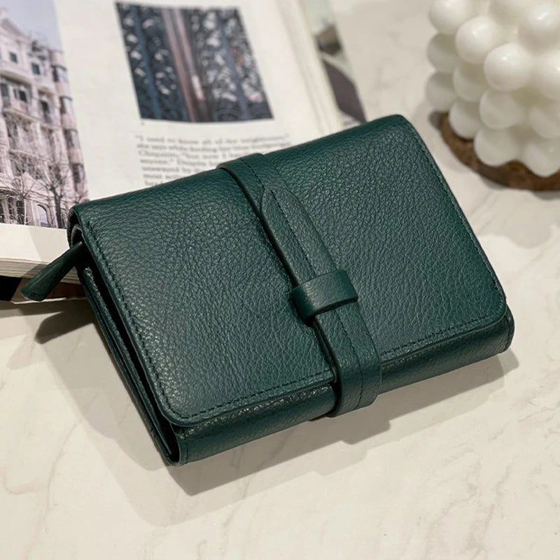 Women's	Wallets Luxury	Designer Genuine Leather Purses for Women Card Holder Wallet with Zipper Coin Pocket Short Billfold
