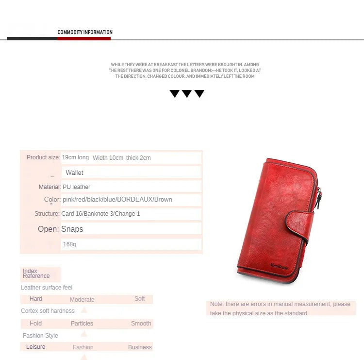 Women's Wallet Made of Leather Wallets Three Fold VINTAGE Womens Purses Mobile Phone Purse Female Coin Purse Carteira Feminina