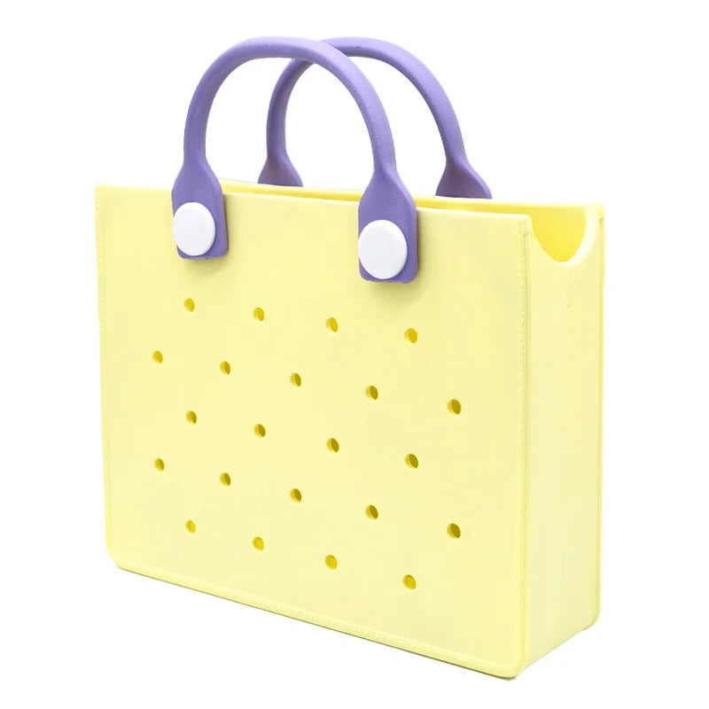 The orange guy Purple Women Fashion New EVA Punched Handbag Casual Waterproof Travel Tote Bag Fit Charms Outdoor Beach Bags