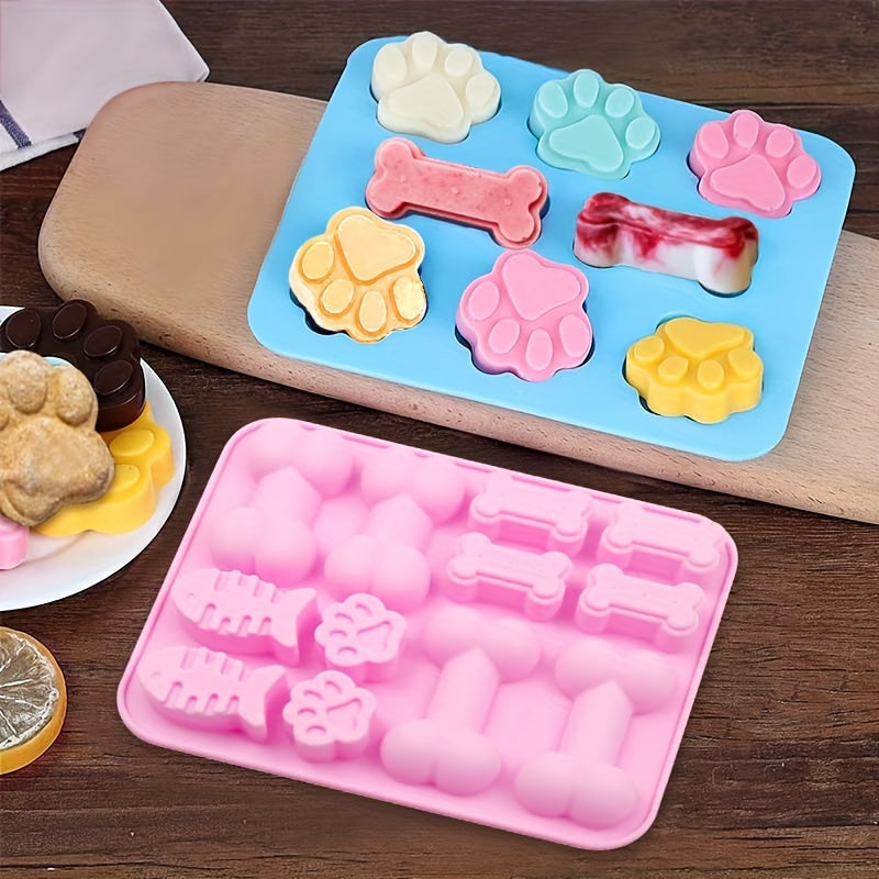 Silicone Mold, Cat Paw, Dog Paw, Bone, Dog Tag, Food Grade Silicone Mold Chocolate, Candy, Jelly, Ice Cubes, Dog Food, Cupcake Baking Mold, Muffin Plate, Kitchen Accessories, Oven Accessories.