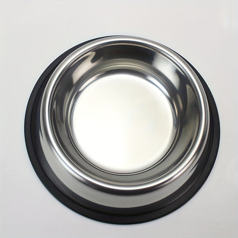 1pc Stainless Steel Dog Bowl, Durable Drop Resistant Dog Food Bowl Drinking Basin With Non-slip Base
