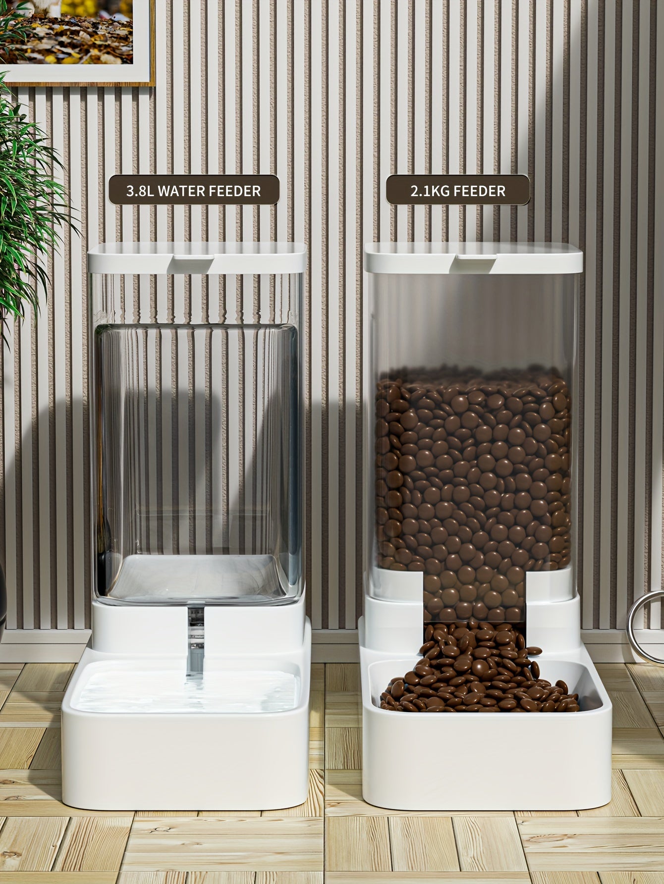 Automatic Self Feeding Station - Gravity Pet Feeder And Water Dispenser Set, Plastic Dog Food Feeder Dog Water Container - Indoor Dogs Christmas Gift