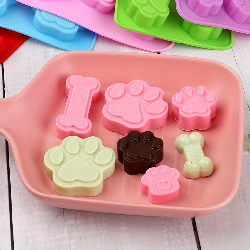 Silicone Mold, Cat Paw, Dog Paw, Bone, Dog Tag, Food Grade Silicone Mold Chocolate, Candy, Jelly, Ice Cubes, Dog Food, Cupcake Baking Mold, Muffin Plate, Kitchen Accessories, Oven Accessories.