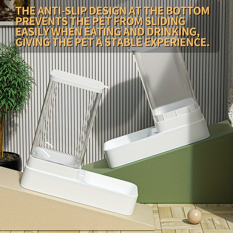 Automatic Self Feeding Station - Gravity Pet Feeder And Water Dispenser Set, Plastic Dog Food Feeder Dog Water Container - Indoor Dogs Christmas Gift