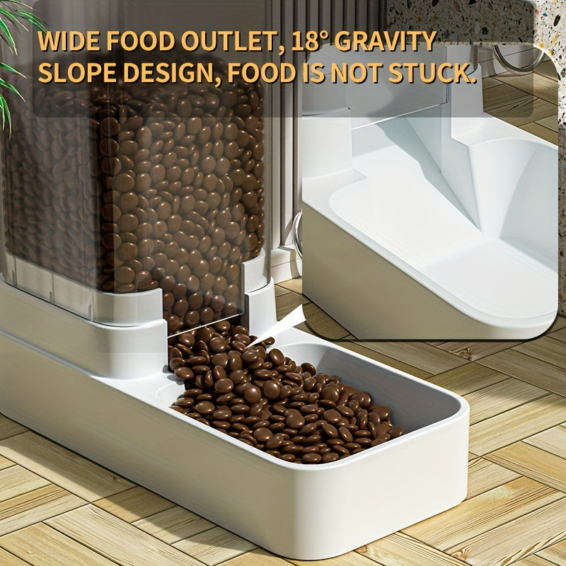Automatic Self Feeding Station - Gravity Pet Feeder And Water Dispenser Set, Plastic Dog Food Feeder Dog Water Container - Indoor Dogs Christmas Gift