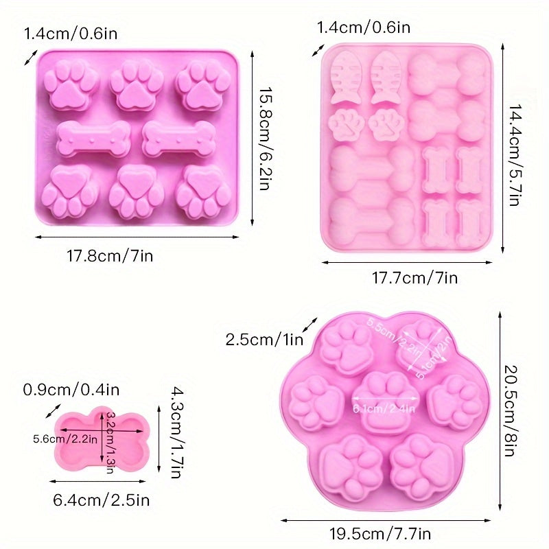 Silicone Mold, Cat Paw, Dog Paw, Bone, Dog Tag, Food Grade Silicone Mold Chocolate, Candy, Jelly, Ice Cubes, Dog Food, Cupcake Baking Mold, Muffin Plate, Kitchen Accessories, Oven Accessories.