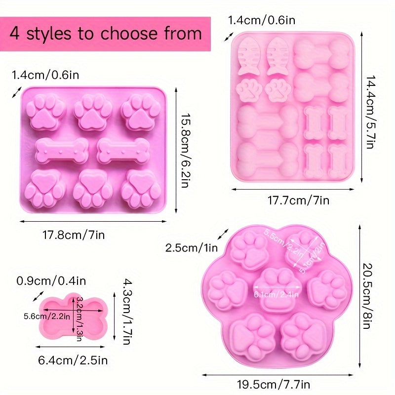 Silicone Mold, Cat Paw, Dog Paw, Bone, Dog Tag, Food Grade Silicone Mold Chocolate, Candy, Jelly, Ice Cubes, Dog Food, Cupcake Baking Mold, Muffin Plate, Kitchen Accessories, Oven Accessories.